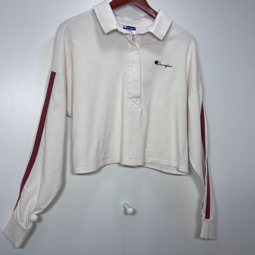Champion Cream and Orange Crop Top